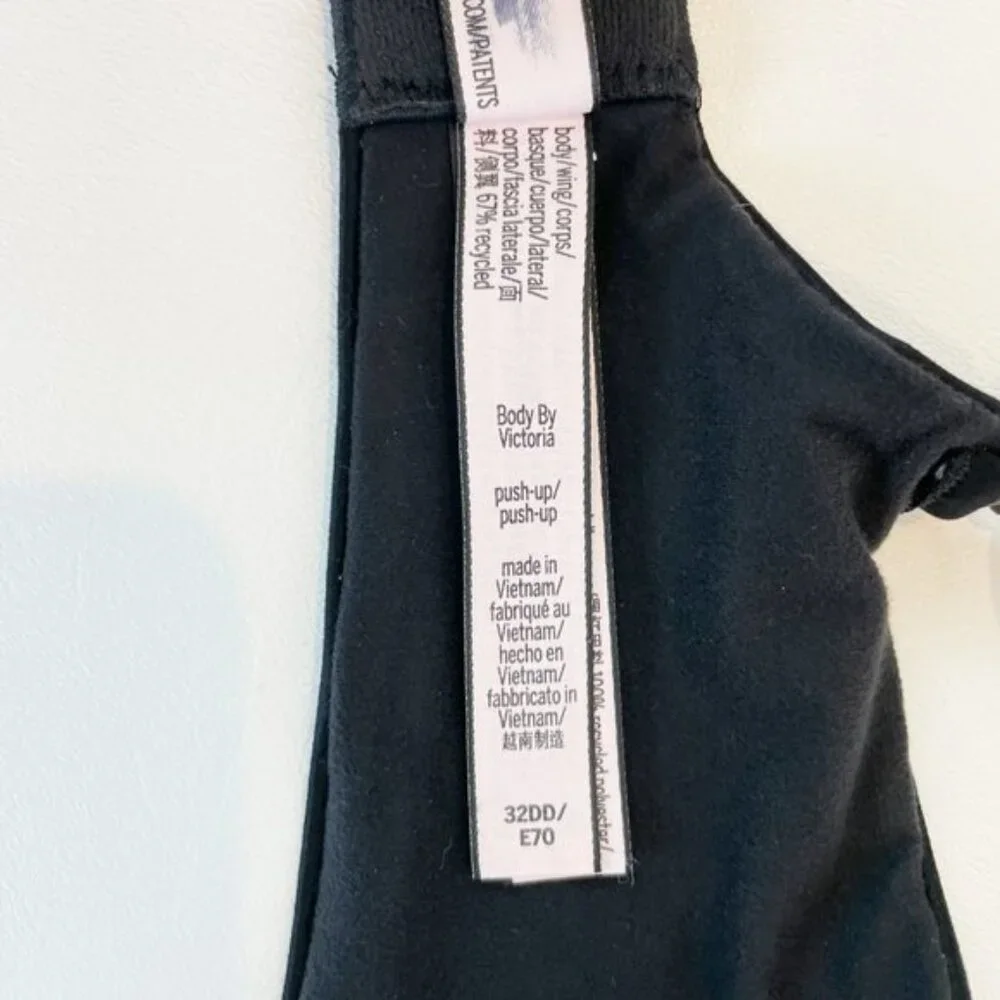 NWOT Victoria's Secret Bra 32DD Body by Victoria Push-Up Black Padded B1847